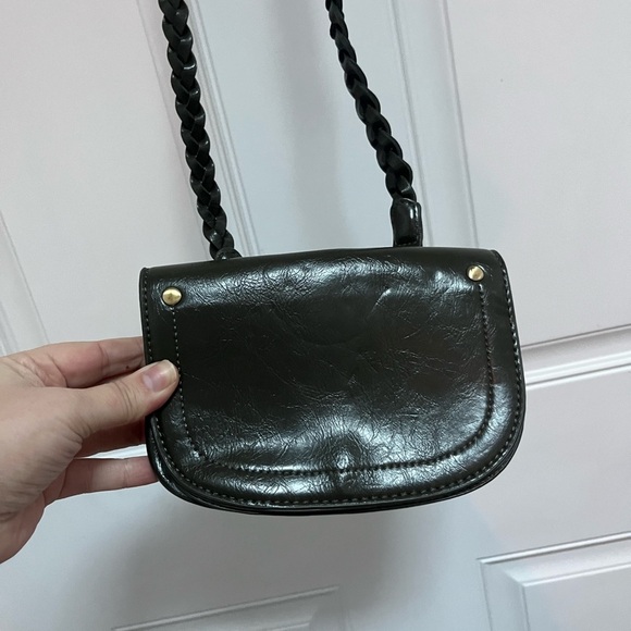 Anthropologie Handbags - Anthropologie braided strap crossbody bag dark green